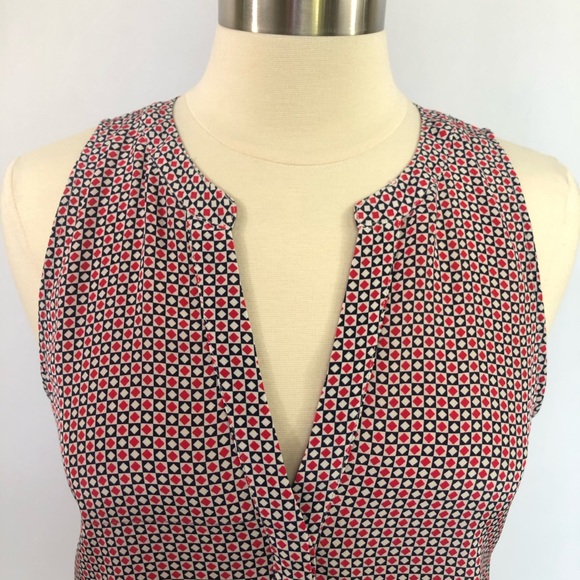 Joie Red White Blue Sleeveless Vneck Blouse Size M - Picture 2 of 8